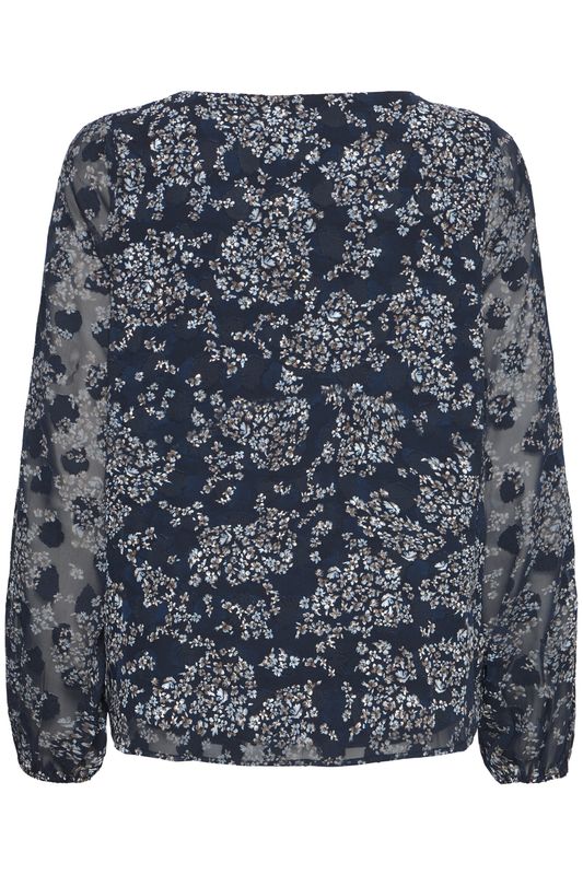 Line chiffonbluse blå blomst