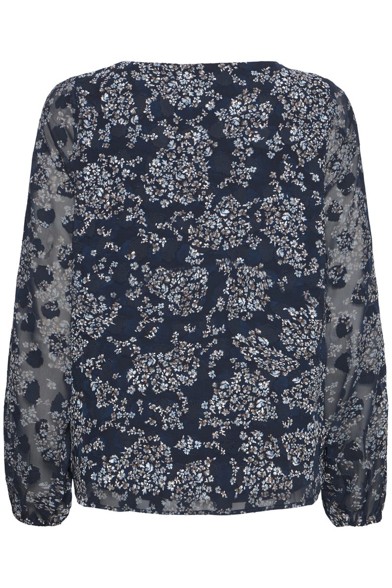 Line chiffonbluse blå blomst