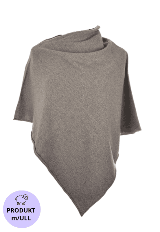 Poncho med ull naturfarget