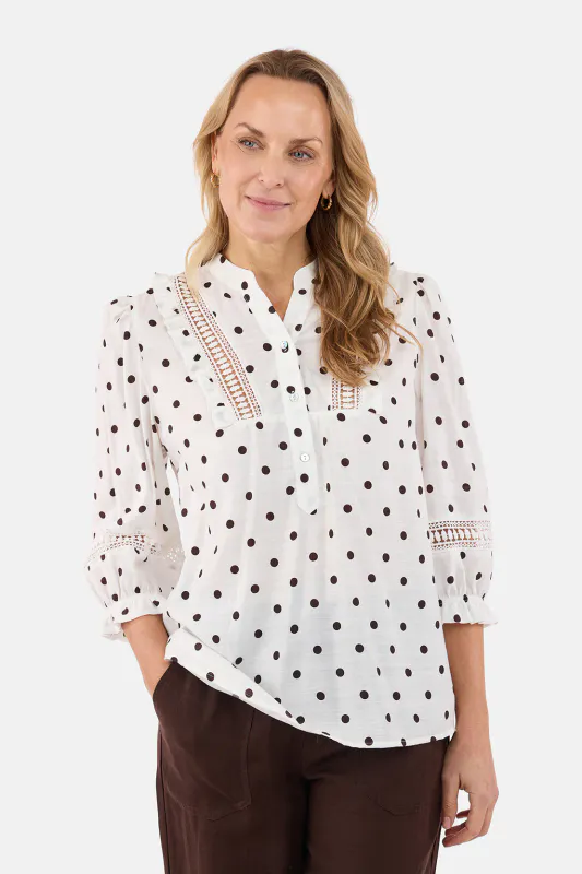 Tonje bluse brune prikker