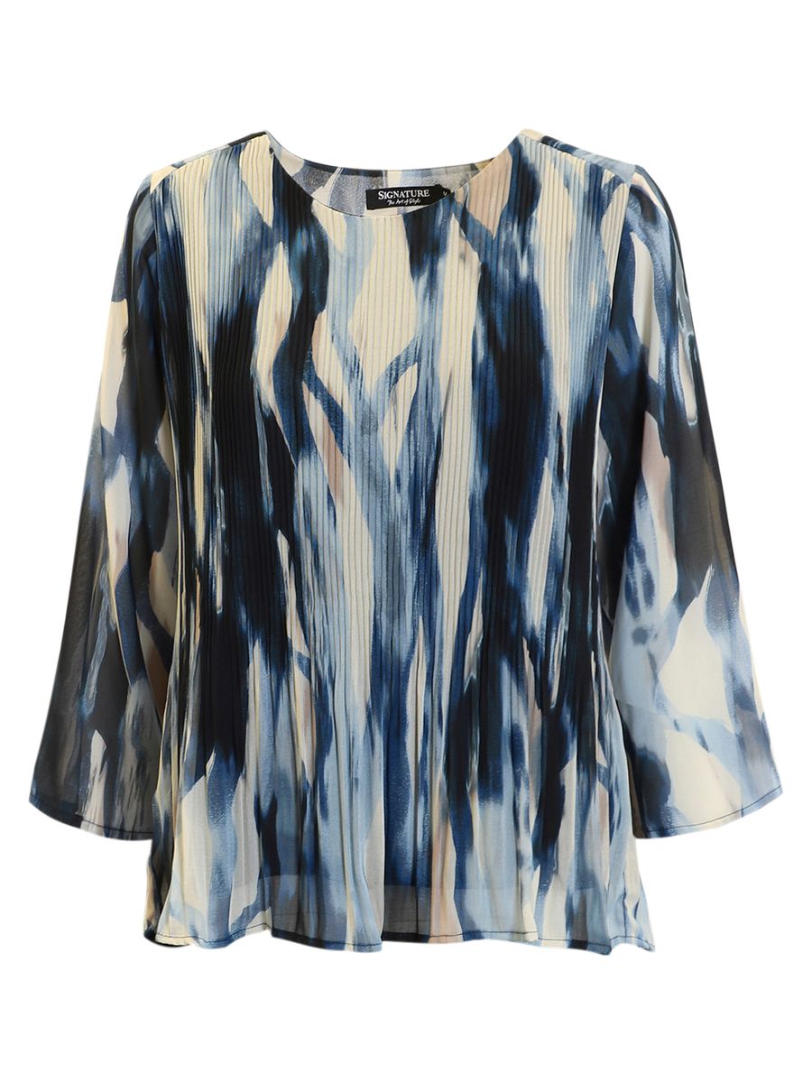 Lisen chiffonbluse blå batikk
