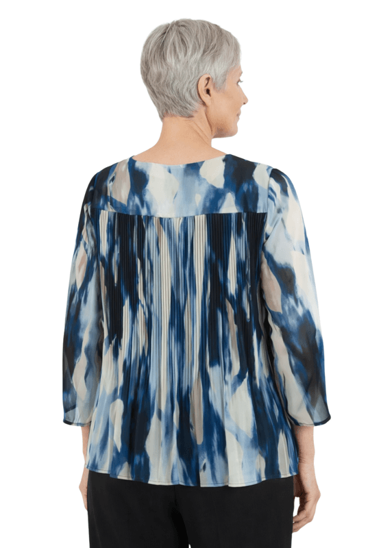 Lisen chiffonbluse blå batikk