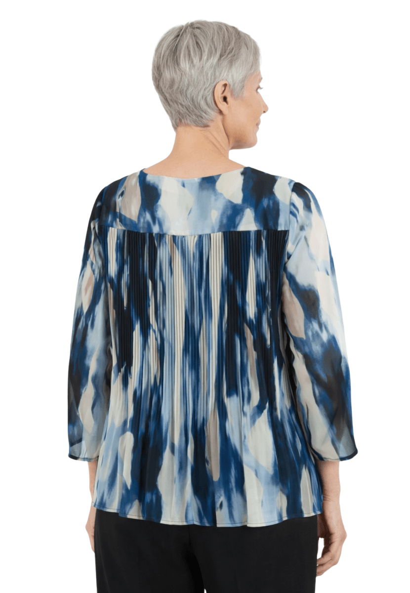 Lisen chiffonbluse blå batikk