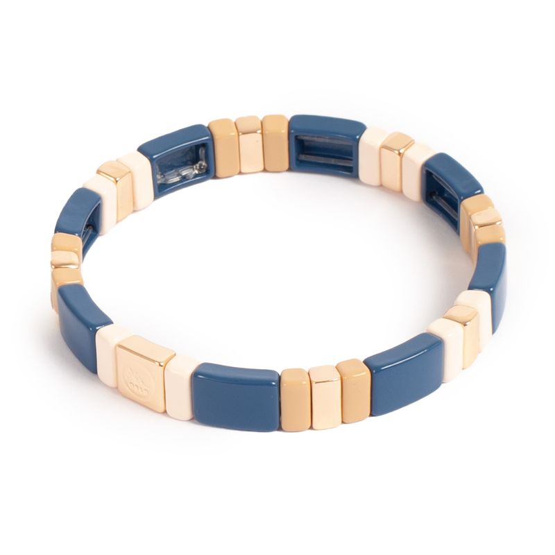 Emaljert armbånd L/XL  blå-beige 