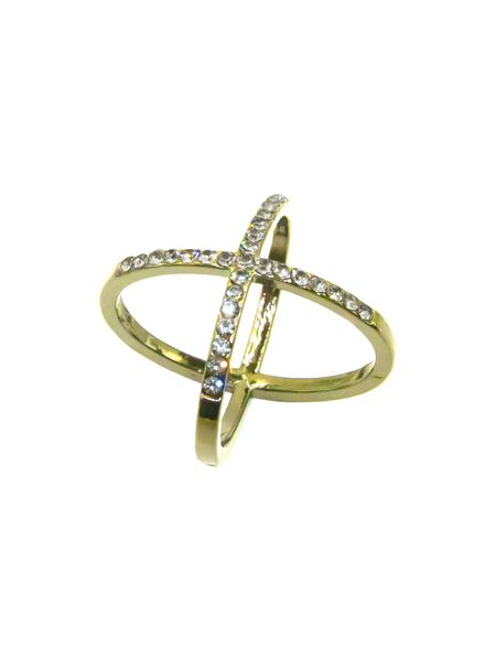 Hovedbilde Skjerf-ring med strass gullfarget