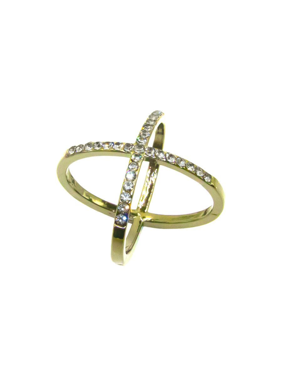 Skjerf-ring med strass gullfarget