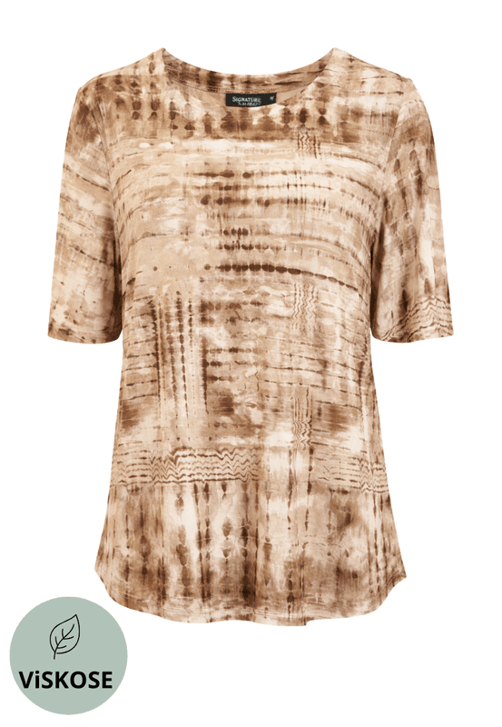 Lisen t-shirt mocca batikk