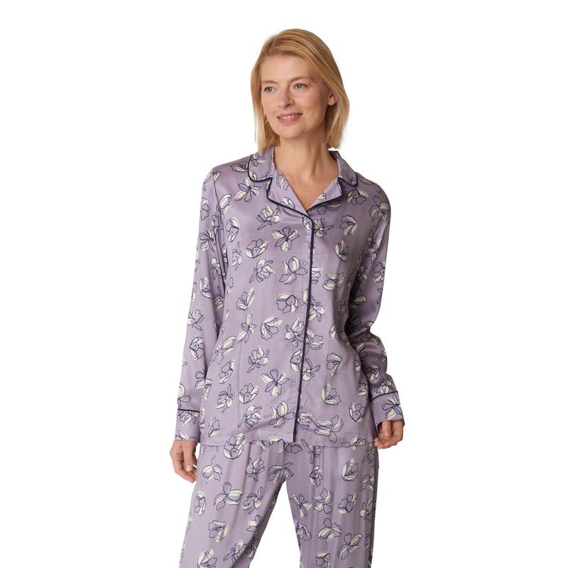 Marianne viskose-sateng pyjamas med krave 💜​ laven
