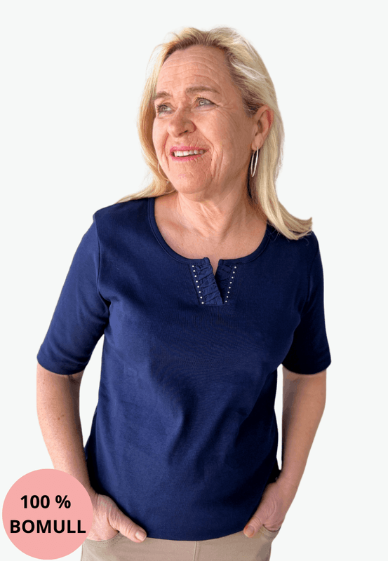 Inger t-shirt marineblå m/strass
