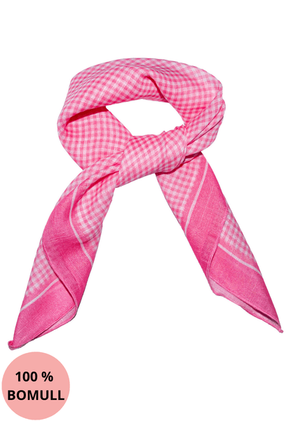 Hovedbilde Bomullsskjerf pepita-rutet rosa 