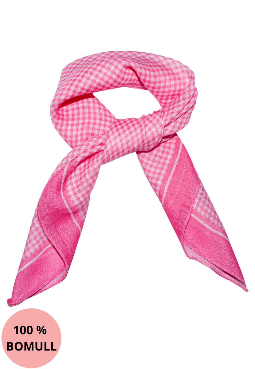 Bomullsskjerf pepita-rutet rosa 