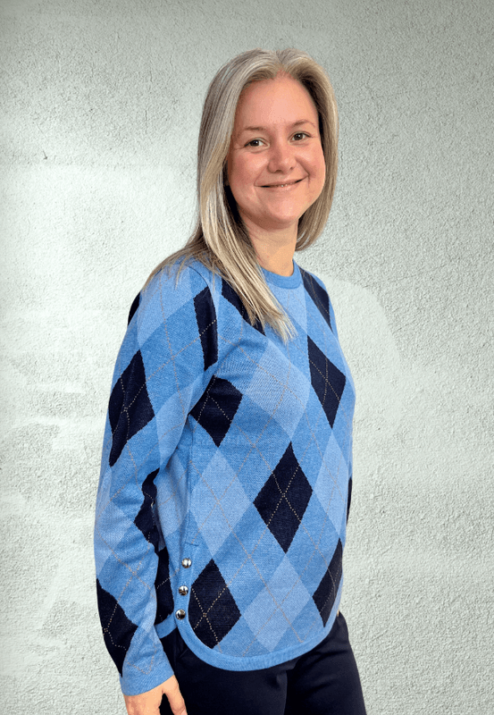 Bjørg genser harlequin blå