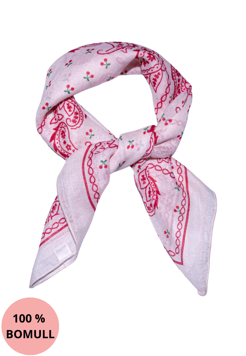 Bomullsskjerf m/kirsebær rød