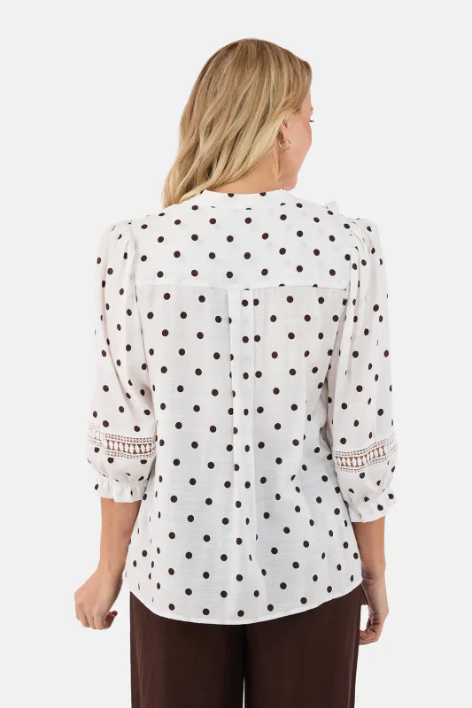 Tonje bluse brune prikker