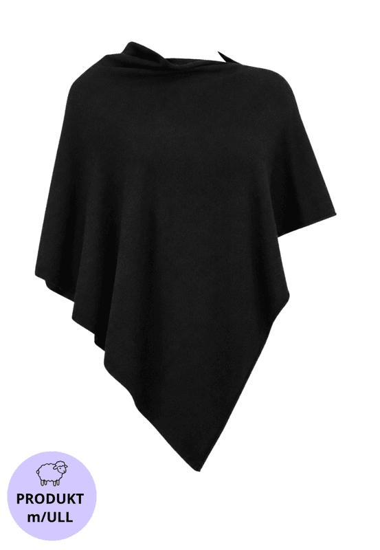 Poncho med ull svart