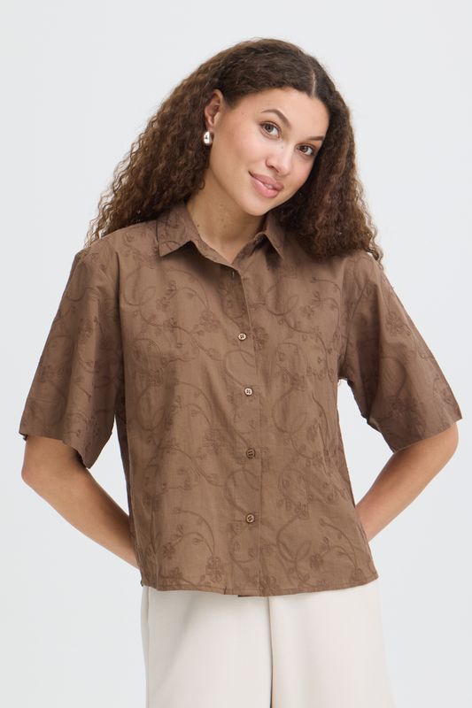 Irene kortermet bomullsbluse brun