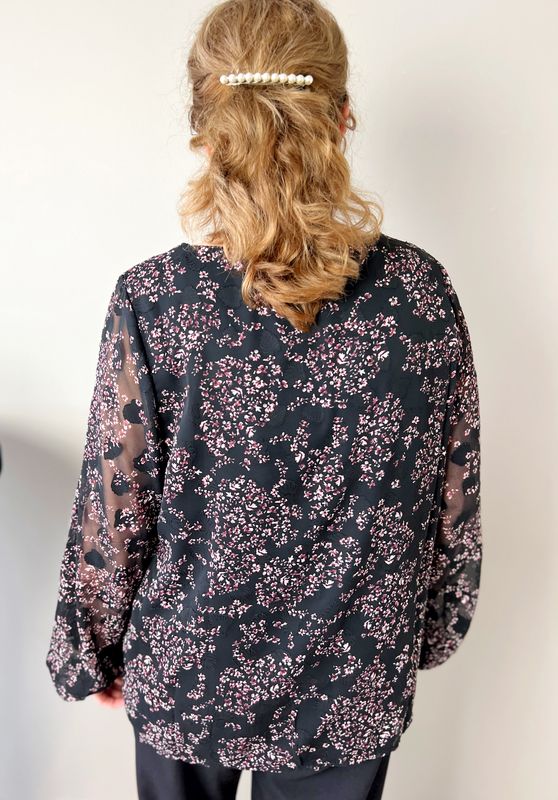 Line chiffonbluse burgunder blomst
