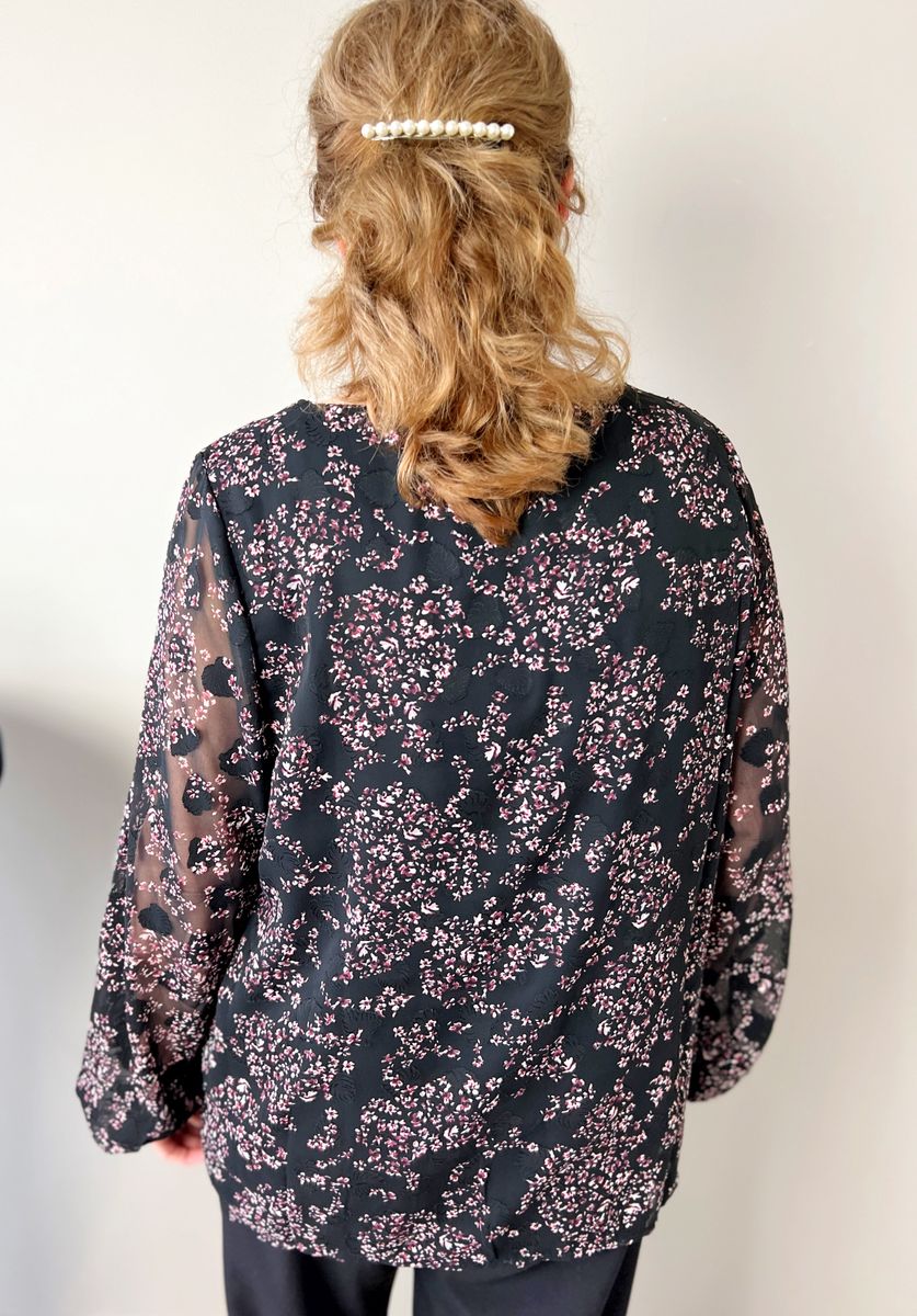 Line chiffonbluse burgunder blomst