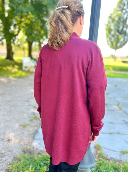 Hovedbilde Amalie strikkejakke burgunder