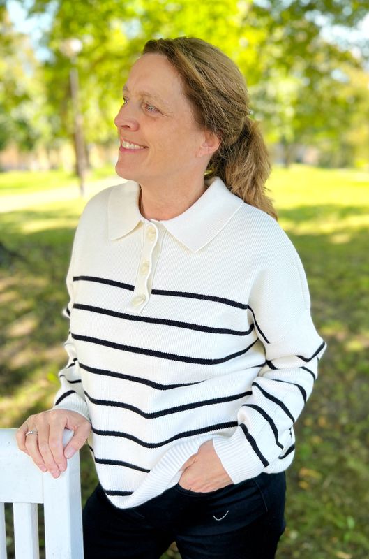 Marion genser kremhvit stripe