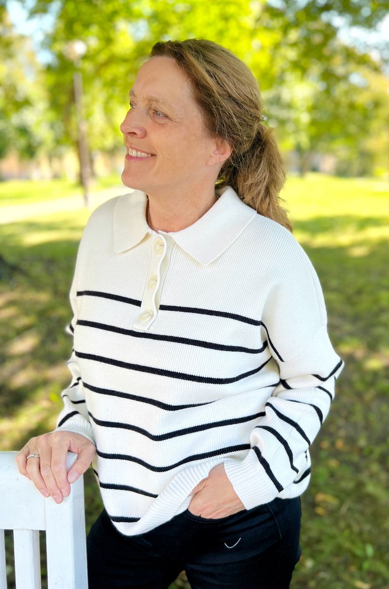 Marion genser kremhvit stripe