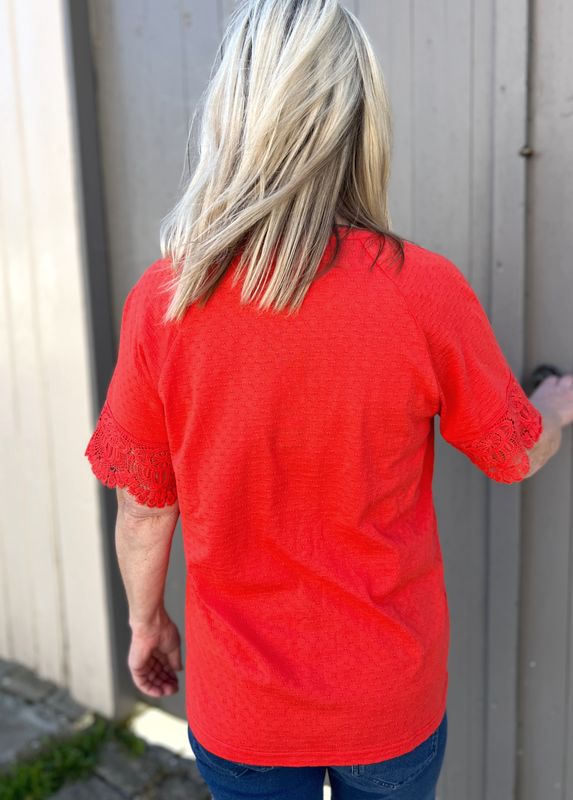 Sølvi bluse-topp poppyred