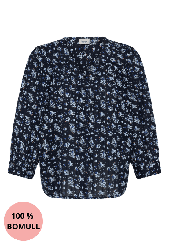 Carla bluse marine småblomstret