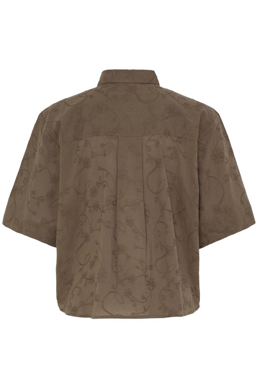 Irene kortermet bomullsbluse brun